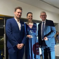 Chris Carter and Kadja Manninen accepting award