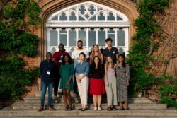 The 10 Fellows that make up the 10th cohort, together on the steps outside Cumberland Lodge.